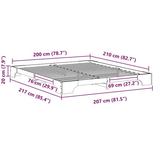  Krevetna konstrukcija Smeđa 200 x 210 cm Čvrsto borovo drvo Slike