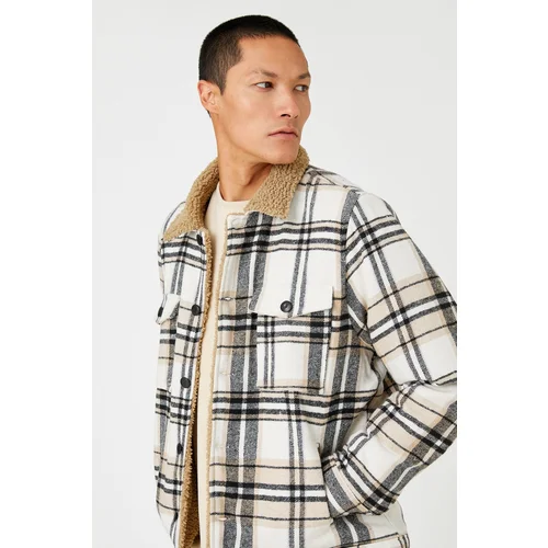 Koton Men's Beige Plaid Jacket