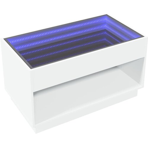  Stolić za kavu s beskonačnim LED svjetlima bijeli 90x50x50 cm Slike