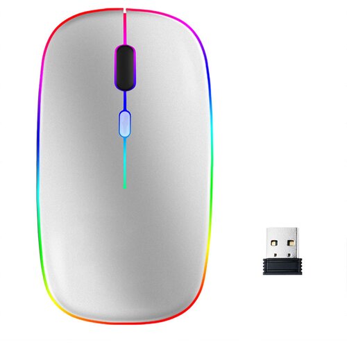 INF Brezžična miška z RGB LED dvojnim načinom Bluetooth/Wifi Silver, (21274865) Cene