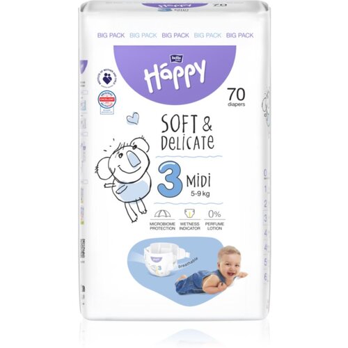 Bella Baby Happy Soft&Delicate Size 3 MIdi plenice za enkratno uporabo 5-9 kg 70 kos Cene