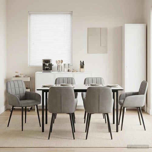 VidaXL Trpezarijske stolice 6 pcs Bar&amp;scaron;un Svjetlosiva 57 x 50 x 85 cm Slike