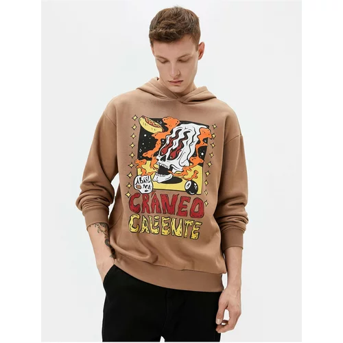 Koton Oversize Hoodie with Skull Printed Tag Detail