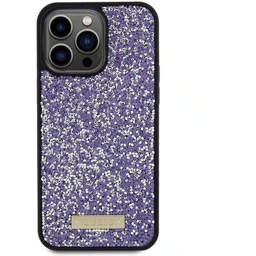 Guess Originalna Hardcase GUHCP15XPFGSBSP torbica za iPhone 15 Pro Max (Rhinestone Metal Logo / svijetlo roza) Slike