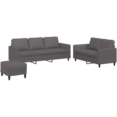 Maison Chic Sedežna garnitura - kavč 3-delna z blazinami sivo umetno usnje, (21728966) Cene