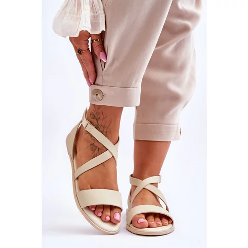 Big Star Leather Ankle Sandals LL274A161 Beige