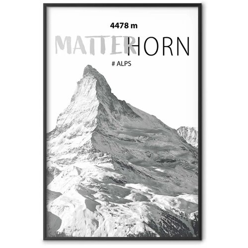 Plakat - The majestic Matterhorn mountain peak crown of mountains mountain landscape 60x90 Crni okvir Cene