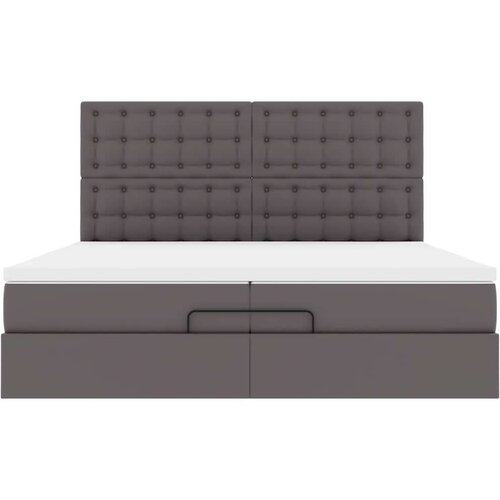 VidaXL otomanski okvir kreveta s madracima sivi 200x200cm umjetna koža Slike