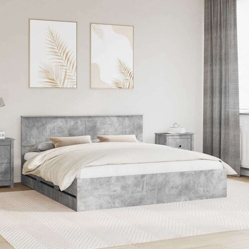  Okvir za krevet s ladicama Betonski sivi 180 x 200 cm - Beton siva 180 x 200 cm Cene