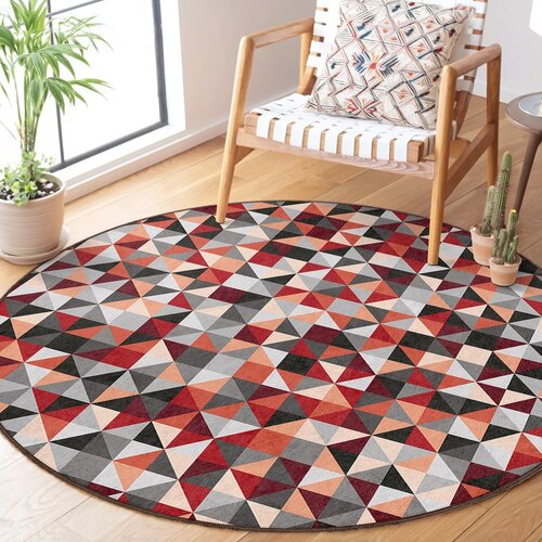Mila Home rdeča/siva pralna okrogla preproga &amp;oslash; 150 cm ignite &amp;ndash; Slike