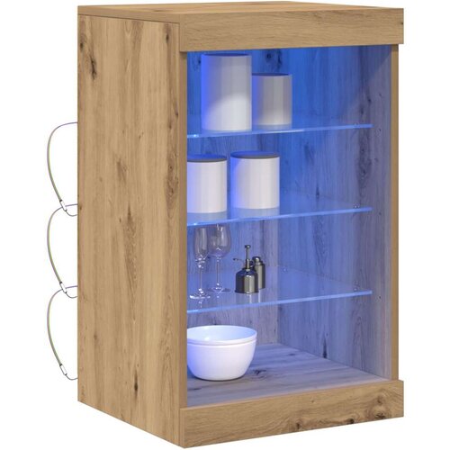  Sideboard s LED svjetlima u umjetničkom hrastu 41x37x67 cm Slike