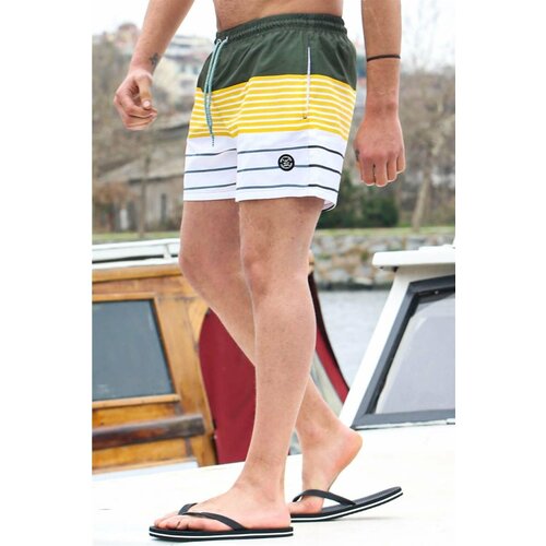 Madmext Swim Shorts - Khaki - Striped Slike