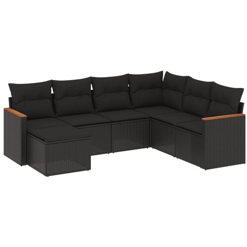 Maison Chic Seti vrtnega pohištva - Vrtna garnitura - Vrtni pohištvo set 7-delna z blazinami črn poli ratan, (21801307) Cene
