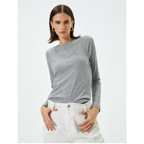 Koton Long-Sleeve T-Shirt With Crew Neck Two-Piece Look. Cene