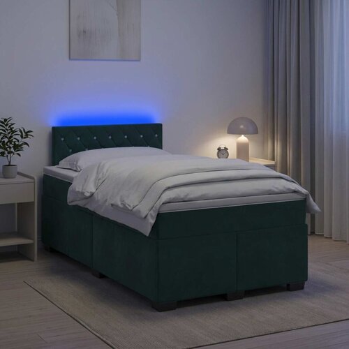  Krevet s box springom madracem i LED-om Tamnozelena Bar&amp;scaron;un - Tamnozelena 120 x 190 cm Kristal s dugmadima Slike