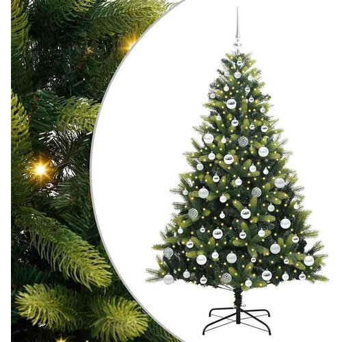 VidaXL Umjetno savitljivo božićno drvce 300 LED-a Zelena 180 cm Slike