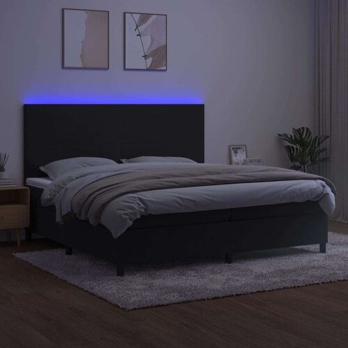  Box spring s madracem LED crni 200x200 cm bar&amp;scaron;un Slike