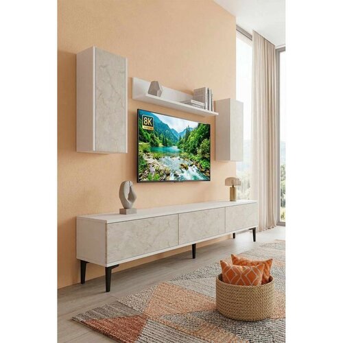 Hanah home TV komoda Didema 180, bela / travertin Slike