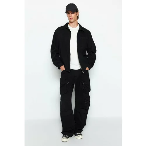 Trendyol Men's Black Regular Fit Zippered Denim Jeans Jacket