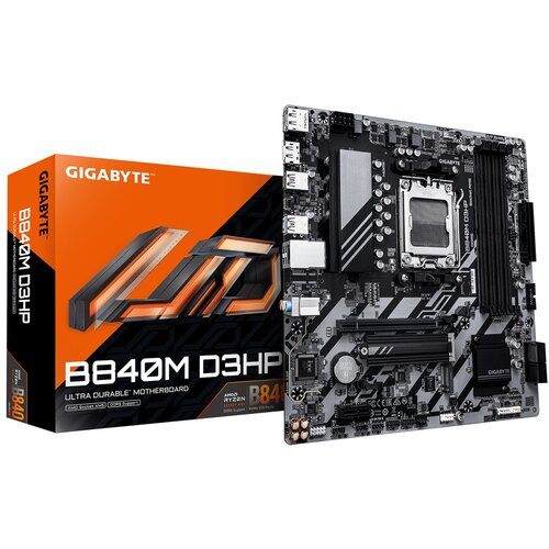 Gigabyte B840M D3HP Motherboard - AMD Ryzen 9000 CPUs, 8+2+2 Phases VRM, up to 8200MHz DDR5(O.C), 2xPCIe 4.0 M.2, 1GbE LAN, USB 3.2 Gen 2 Cijene