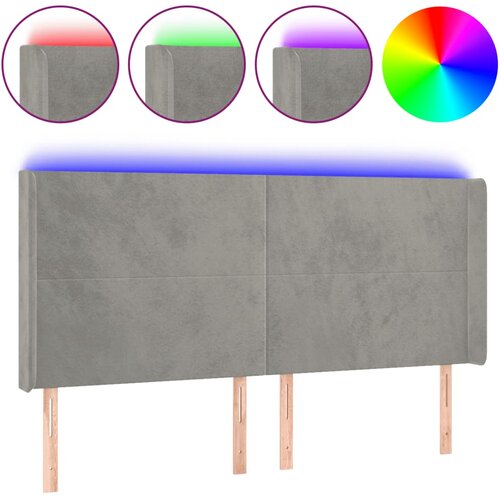 Maison Chic led posteljno vzglavje - vzglavna omarica - nočna omarica svetlo sivo 163x16x118/128 cm žamet, (21712857) Slike