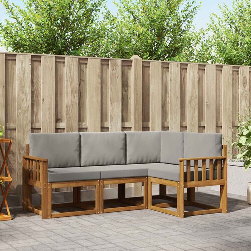  Set vanjskih sofa 4 kom. Prirodna i svijetlo siva Smeđa 187,5 x 128,5 x 73 cm Slike