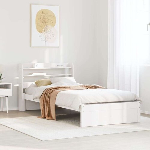 VidaXL Posteljni okvir z vzglavjem brez vzmetnice bel 100x200 cm Slike
