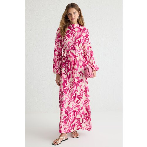 Trendyol Pink Patterned Woven Viscose Dress Cene