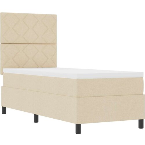  Krevet s box springom s madracem Bež 80x200 cm Tkanina Slike