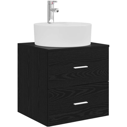 vidaXL Umivalnik s pritrditev na steno Črni hrast 49,5 x 44,5 x 65 cm, (5000245466) Cene