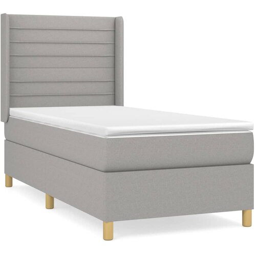  Box spring postelja z vzmetnico svetlo siva 90x190 cm blago Cene