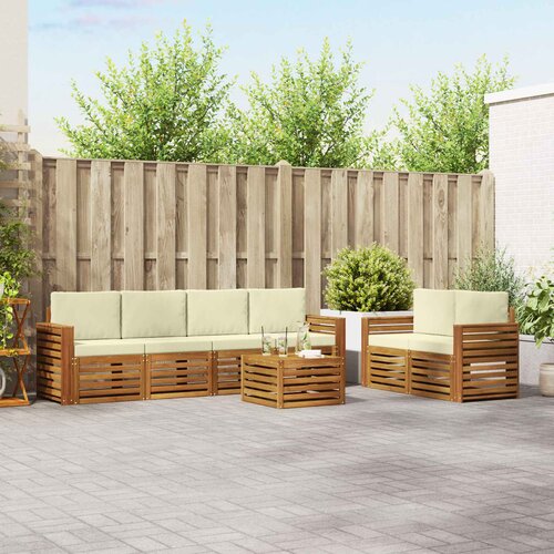  Set vanjskih sofa 7 kom. Prirodna i krem Čvrsto drvo akacije Cijene