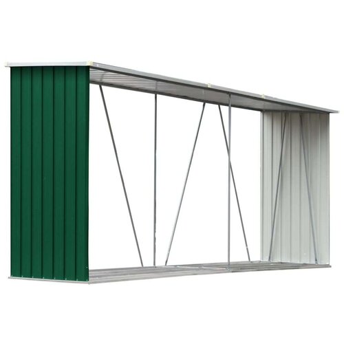  Ostava za drva od pocinčanog čelika 330x84x152 cm zelena Slike