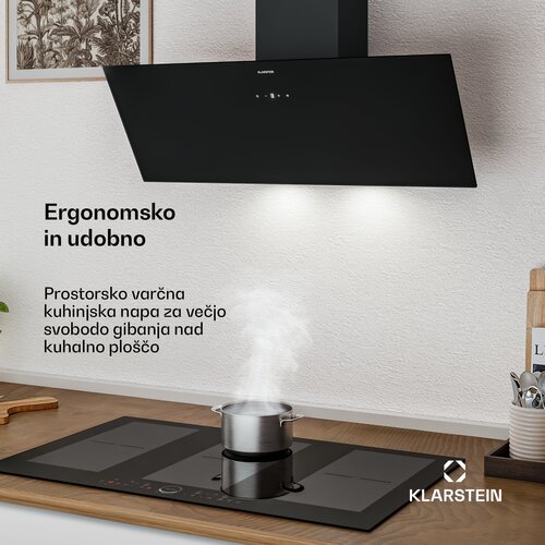 Klarstein Laurel kosa napa | režim ekstrakcije i recirkulacije zraka | sigurnosno staklo | 417 m&amp;sup3;/h | 90 cm Slike