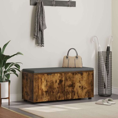  Klupa za hodnik s jastukom Dimljeni hrast 100 x 38 x 46 cm Cene
