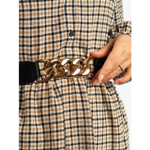 Shelvt Women's elastic belt with chain gold