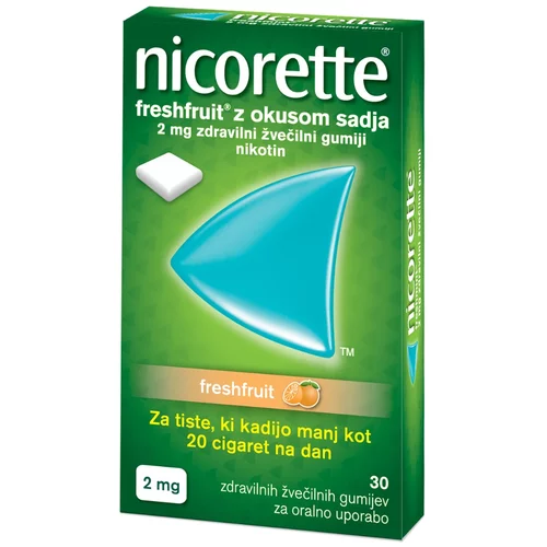  Nicorette Freshfruit 2 mg, žvečilni gumi