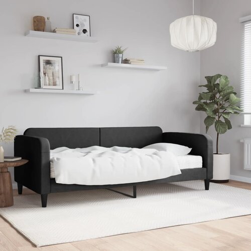  The Living Store Dnevna postelja z vzmetnico črna 90x200 cm blago - Dnevna Postelja Z Vzmetnico, (21449928) Cene