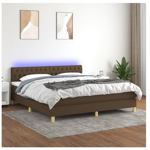 vidaXL Box spring postelja z vzmetnico LED temno rjava 160x2
