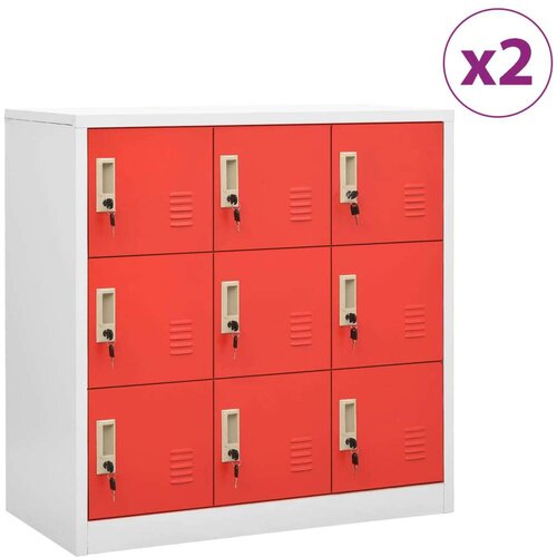 vidaXL ormarići s ključem 2 kom svjetlosivi/crveni 90x45x92,5 cm čelik Cene