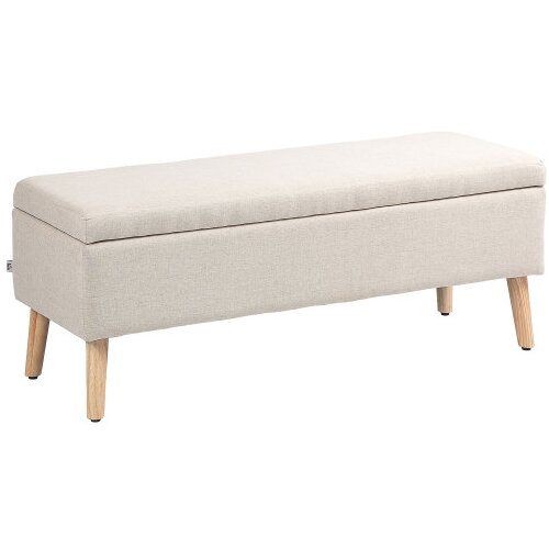 Nesta Sedežna klop s shranjevalnim prostorom, laneni videz, gumijasti les, bež, 110x39x45 cm, za hodnik, spalnico in dnevno sobo, (5000493437) Cene
