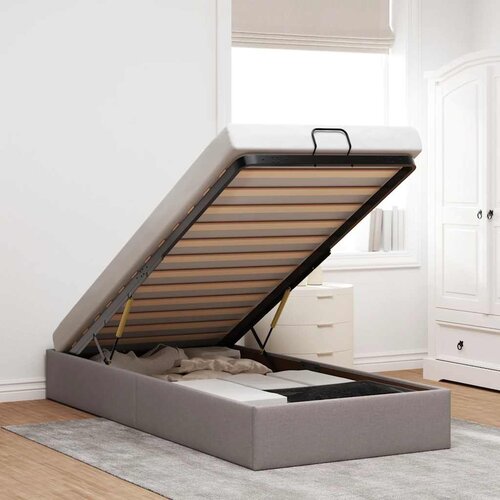 Furnova Otomanski posteljni okvir brez vzmetnice taupe 90x190 cm blago, (22082342) Cene