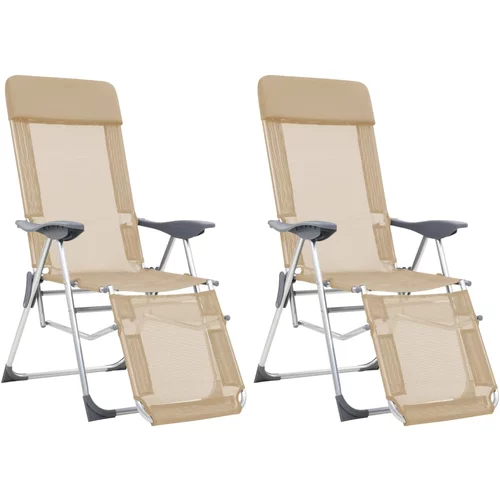  Sklopive stolice za kampiranje s osloncima za noge 2 kom krem