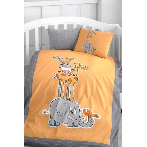 Mila Home Bombažna otroška posteljnina za otroško posteljico z rjuho/4-delna 100x150 cm Orange Animal – Cene