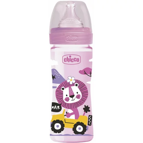 Chicco WB plastična flašica 250ml, silikon, roze