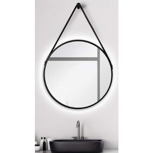 Ceramica lux Ogledalo alu-ram fi 70, matt black, bez led-a, sa kožnim kaišem - CL16 300040 Cene