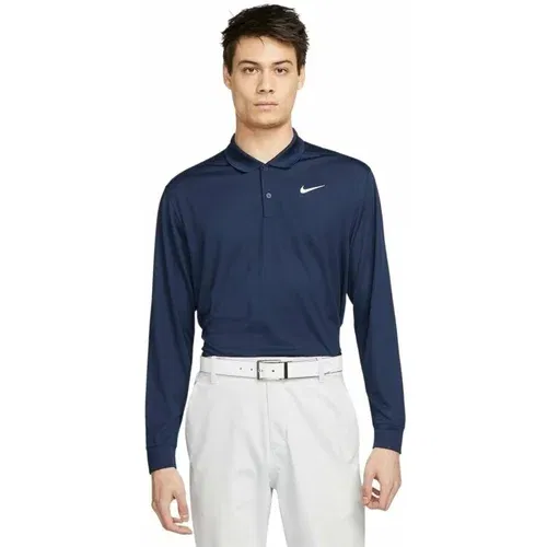 Nike Dri-Fit Victory Solid Mens Long Sleeve Polo College Navy/White XL
