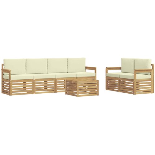  Set vanjskih sofa 7 kom. Bijela i krem Poliester 59 x 59 x 37 cm Slike