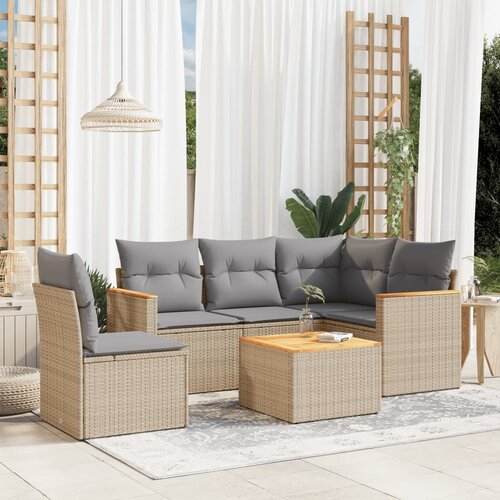 vidaXL 6-dijelni set vrtnih sofa s jastucima bež od poliratana Cijene