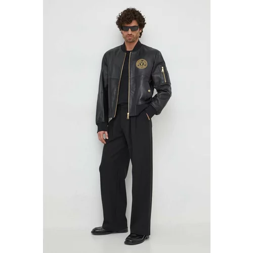 Versace Jeans Couture Kožna jakna za muškarce, boja: crna, za prijelazno razdoblje